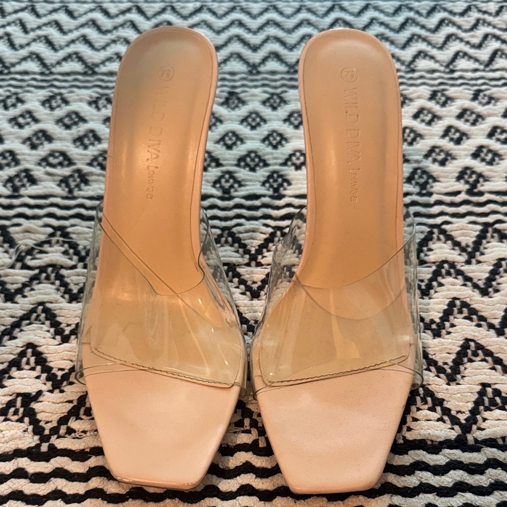 Wild Diva Women's Transparent and Cream Heels